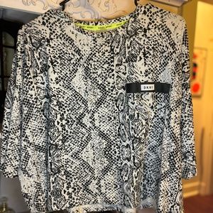 DKNY Snake Skin Print B&W Crop Tee-M